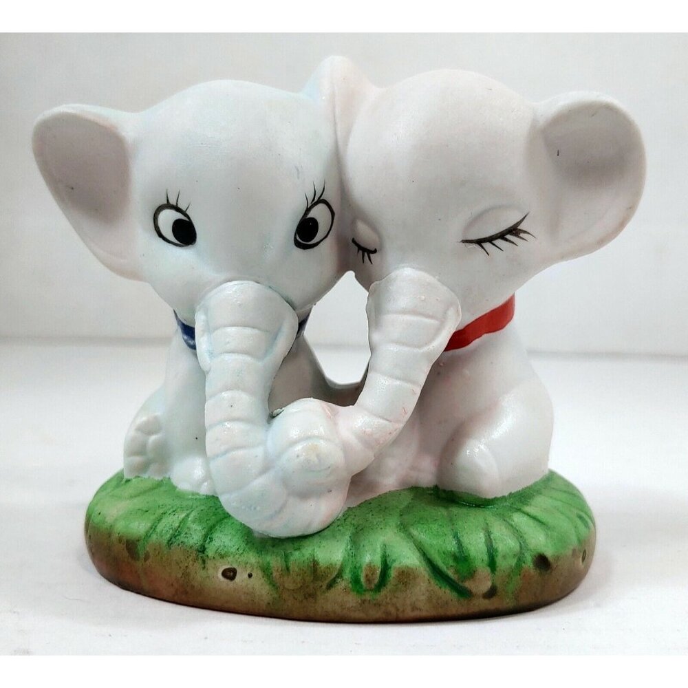 VTG Artmark Snuggling/Trunk Holding Elephants - 4in. Ceramic Figurine Home Decor